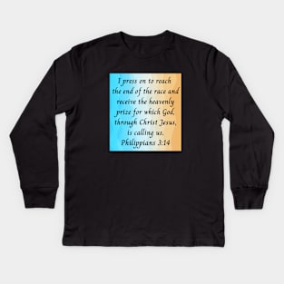 Bible Verse Philippians 3:14 Kids Long Sleeve T-Shirt